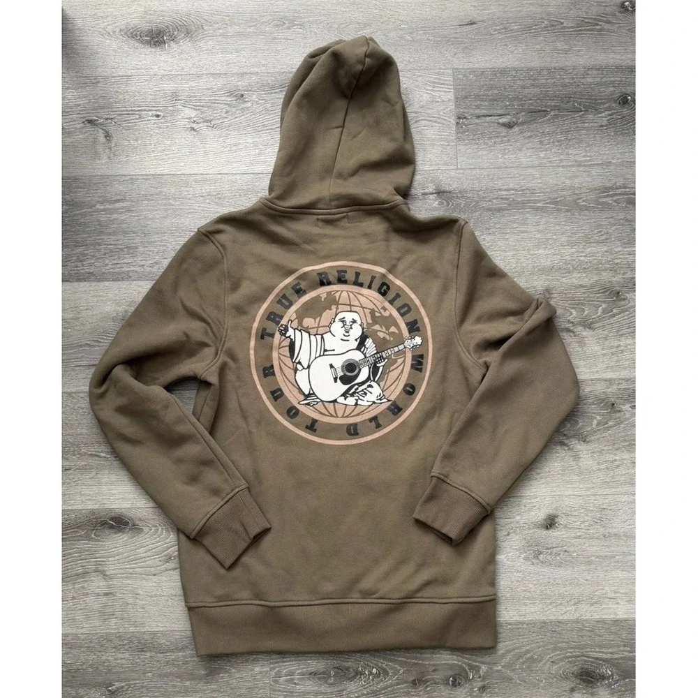 True Religion Global Buddha Zip Hoodie Men's Small Kalamata Green NWT $119